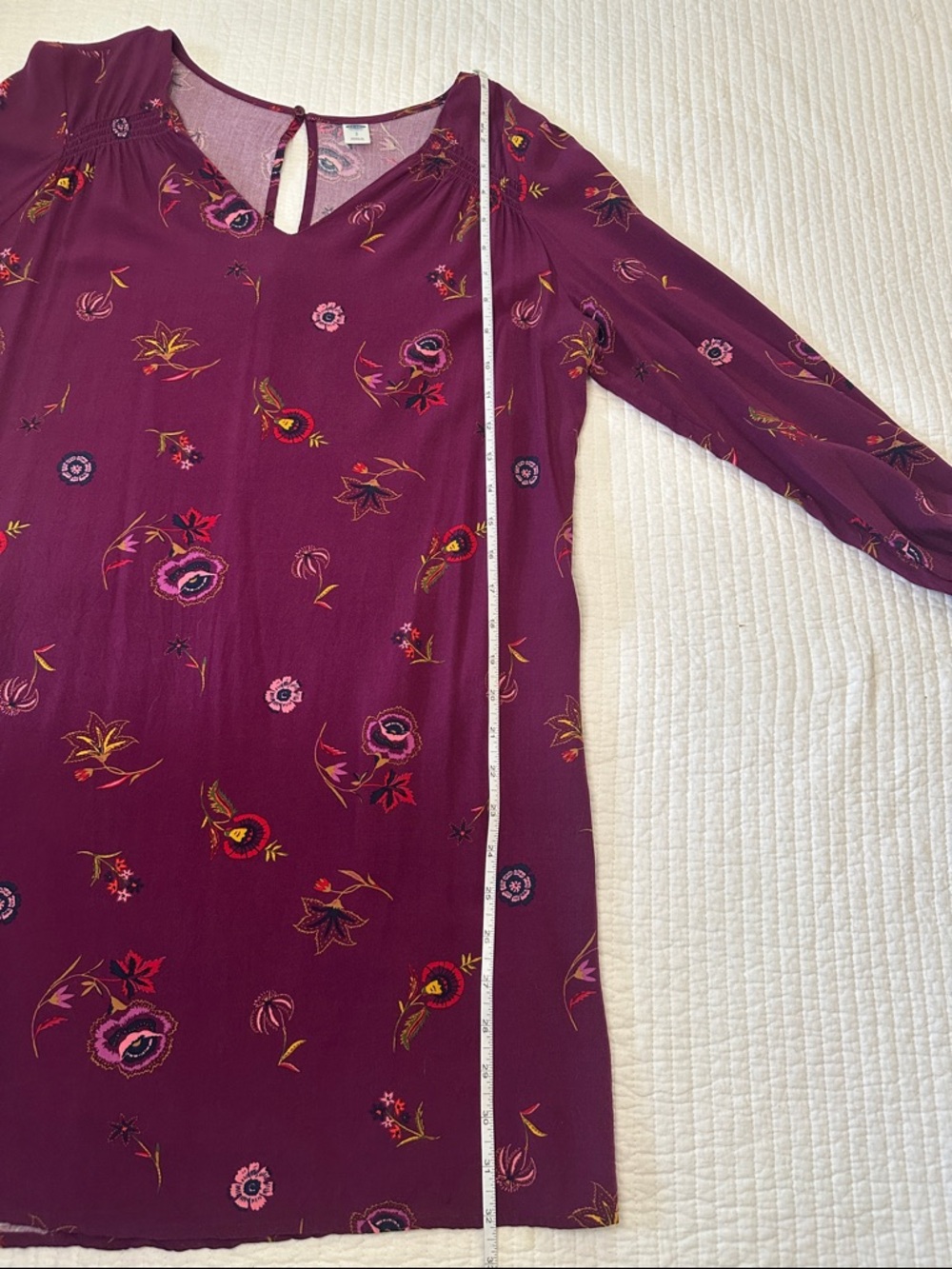 Old Navy Plum Floral V-Neck Long Sleeve Dress - Size Small - Picture 10 of 14